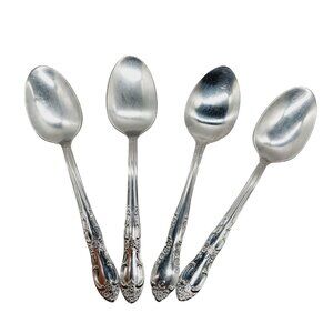 Oneidacraft Venus Stainless Glossy Flatware Lot of 4 Dinner Spoons 7"